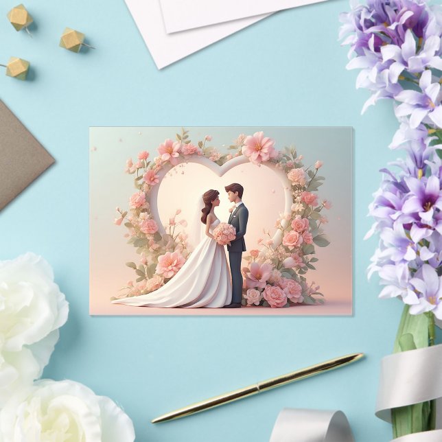 Romantic Wedding Couple Silhouette Acrylic Invitations (Insitu (Wedding))