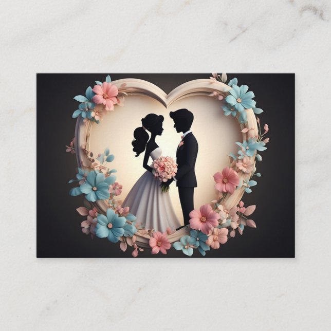 Romantic Wedding Couple Silhouette Enclosure Card (Front)