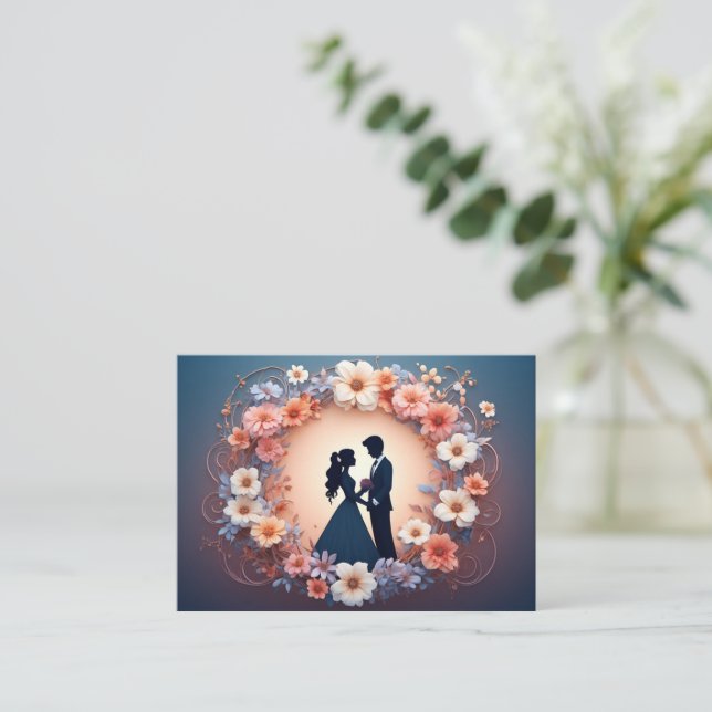 Romantic Wedding Couple Silhouette Enclosure Card (Standing Front)