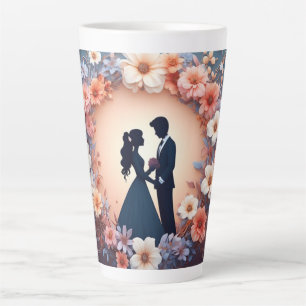 Romantic Wedding Couple Silhouette Latte Mug