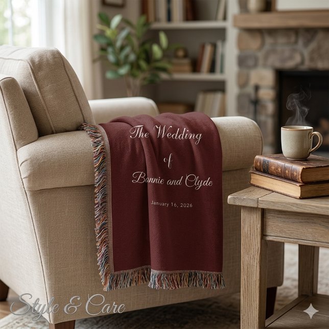 Romantic Wedding Day Celebration Burnt Maroon Throw Blanket (Romantic Wedding Day Celebration Burnt Maroon Throw Blanket)
