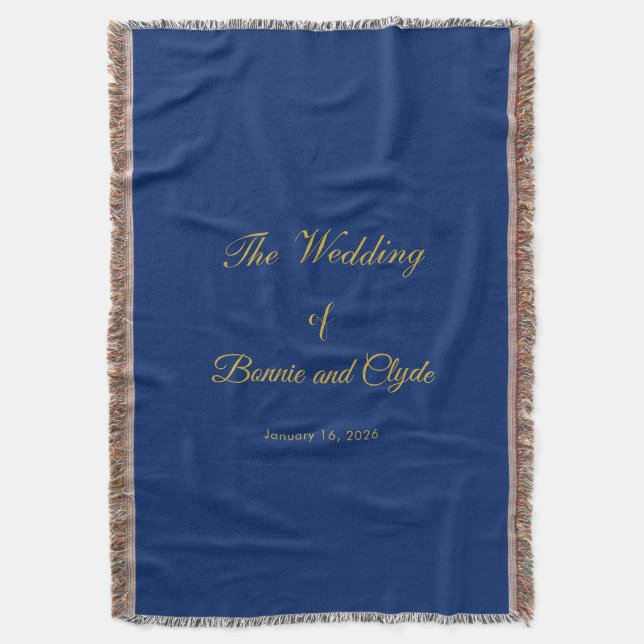 Romantic Wedding Day Celebration Solid Navy Throw Blanket (Front Vertical)