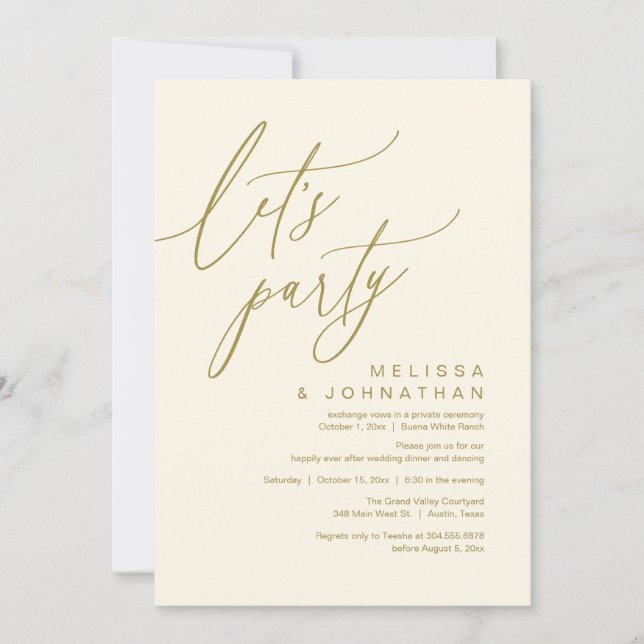 Romantic Wedding Dinner Dancing, Let's Party Invitation (Front)