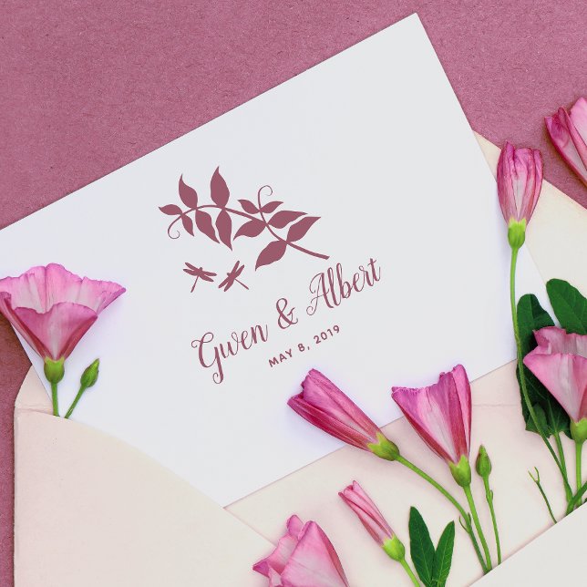 Romantic Wedding Dragonflies Couple Branches Rubber Stamp (Creator Uploaded)