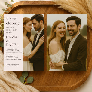 Romantic Wedding Elopement Blush Pink Photo  Invitation