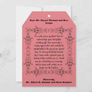 Romantic Wedding Flat Thank You Card   Personalise