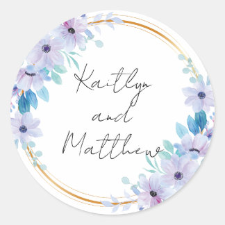 Romantic Wedding Floral Classic Round Sticker