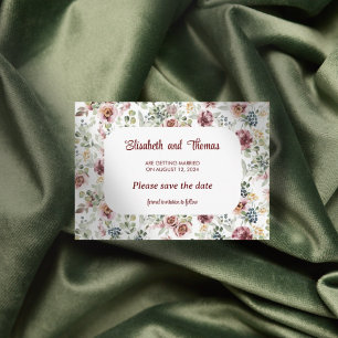 Romantic wedding floral design save the date card