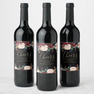 Romantic Wedding Flower Wine Bottle Stickers
