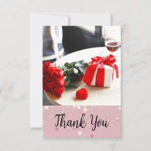 Romantic wedding flowers blooming garden thank you card