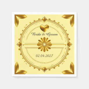 💗 Romantic Wedding Gold Heart Theme ✨ Napkin