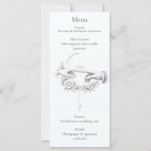 Romantic Wedding Hands Minimalist Design Menu Card