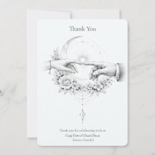 Romantic Wedding Hands Minimalist Thank You Card