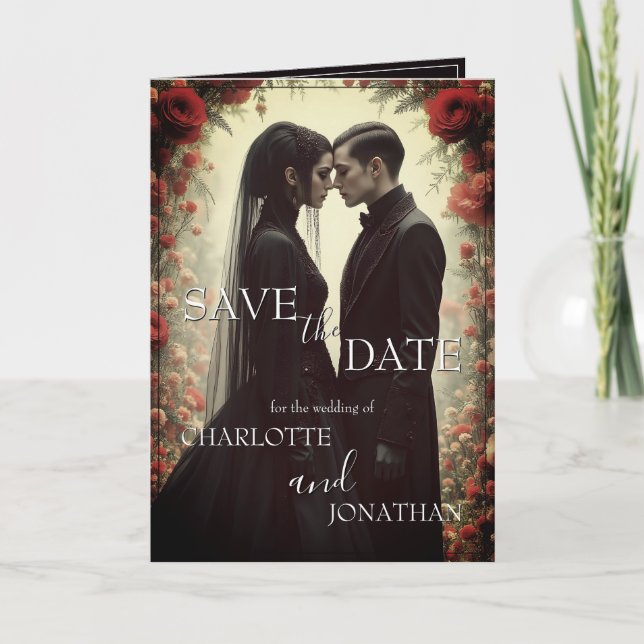 Romantic Wedding in Black Elegance Card (Front)