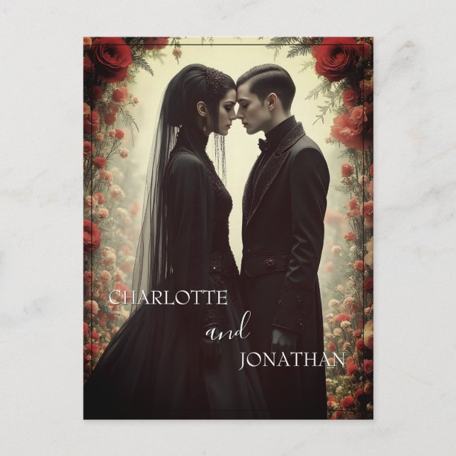 Romantic Wedding in Black Elegance Holiday Postcard (Front)