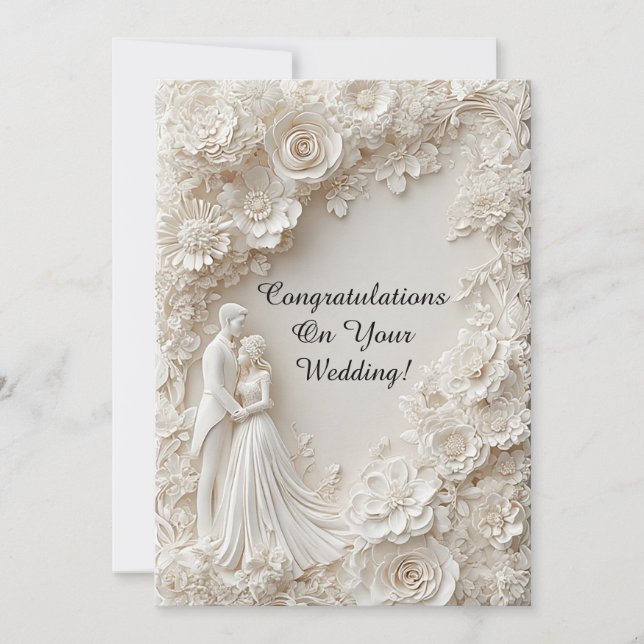 Romantic Wedding Invitation Bride Groom Silhouette (Front)