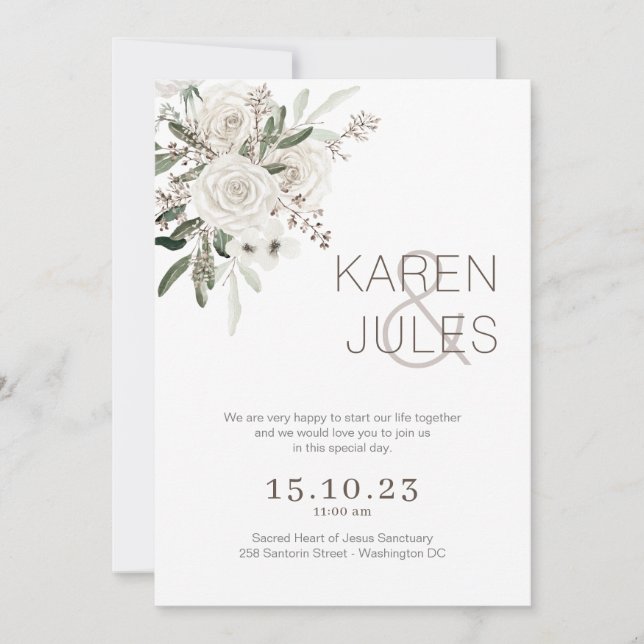 Romantic Wedding Invitation W-ROM-004 (Front)