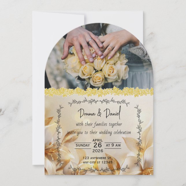 Romantic Wedding Invitation with Floral Design (Front)