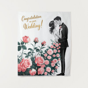 Romantic Wedding Kiss with Floral Dress #2 Tapestry