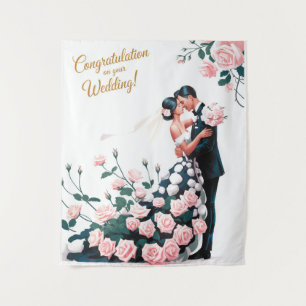 Romantic Wedding Kiss with Floral Dress #4 Tapestry