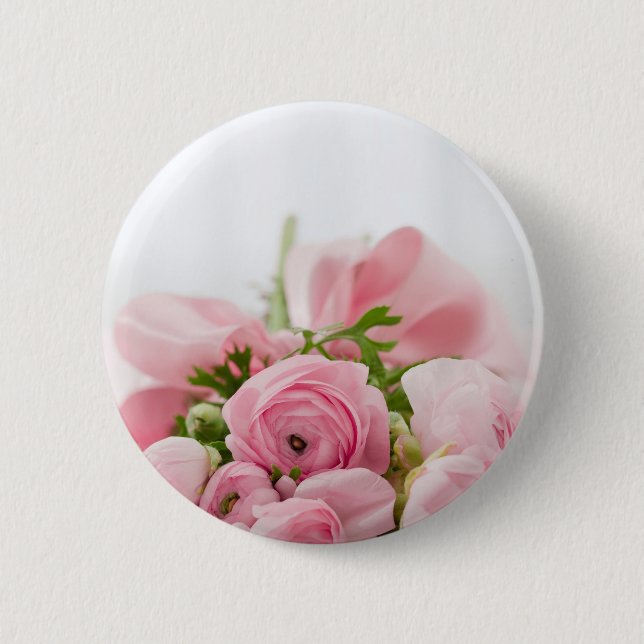 Romantic Wedding Love Soft Pink Flower Bouquet 6 Cm Round Badge (Front)