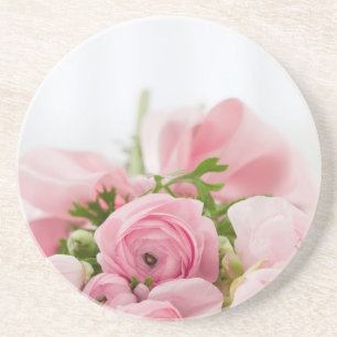 Romantic Wedding Love Soft Pink Flower Bouquet Coaster
