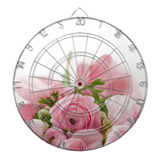 Romantic Wedding Love Soft Pink Flower Bouquet Dartboard (Front)