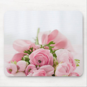 Romantic Wedding Love Soft Pink Flower Bouquet Mouse Pad