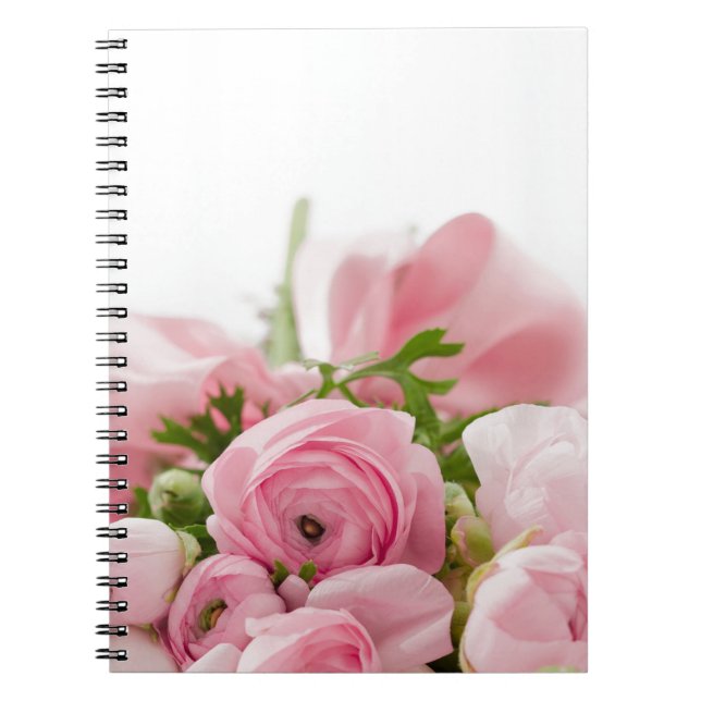 Romantic Wedding Love Soft Pink Flower Bouquet Notebook (Front)