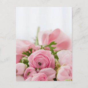 Romantic Wedding Love Soft Pink Flower Bouquet Postcard