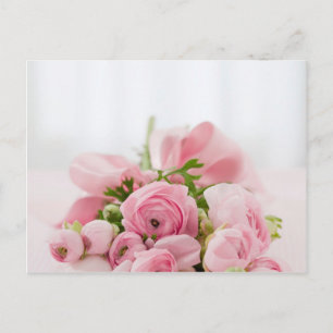 Romantic Wedding Love Soft Pink Flower Bouquet Postcard
