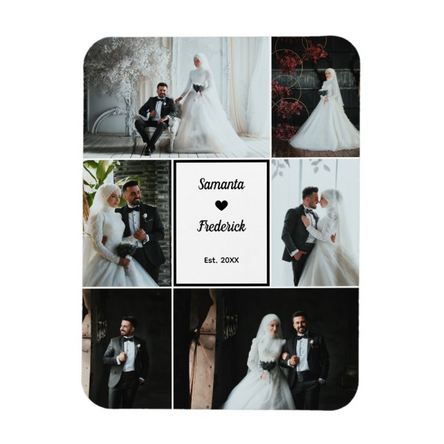 Romantic Wedding Memory – 6 Custom Photos Magnet (Vertical)