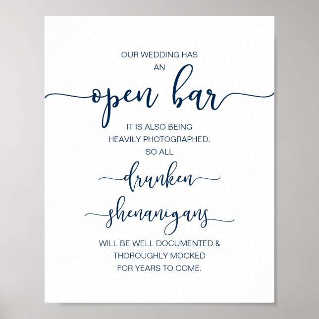 Romantic Wedding Open Bar, drunken shenanigans Poster (Front)
