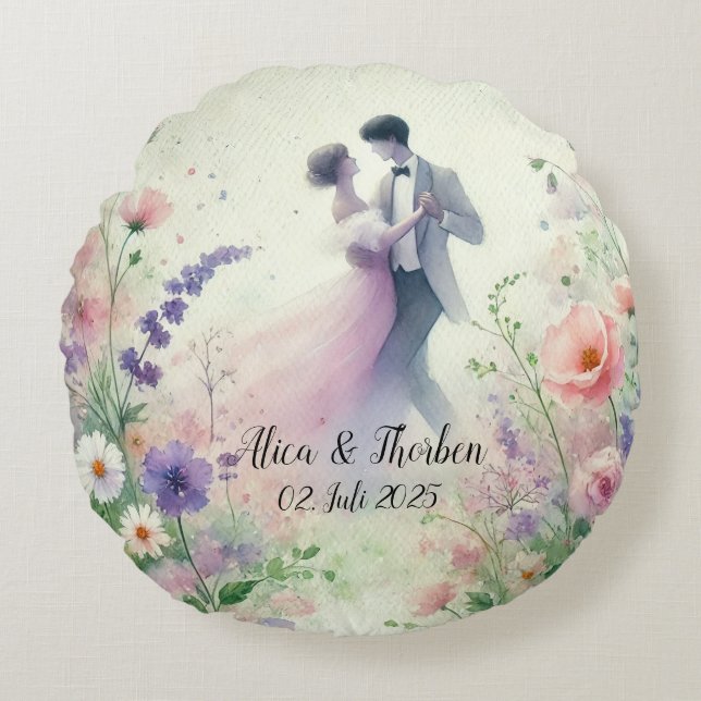 Romantic Wedding pastell Nr.1 Round Cushion (Front)