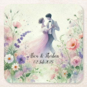 Romantic Wedding pastell Nr.1 Square Paper Coaster