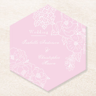 Romantic Wedding Peonies Blush Pink Paper Coaster