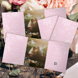 Romantic Wedding Peonies Delicate Blush Pink Tri-Fold Invitation