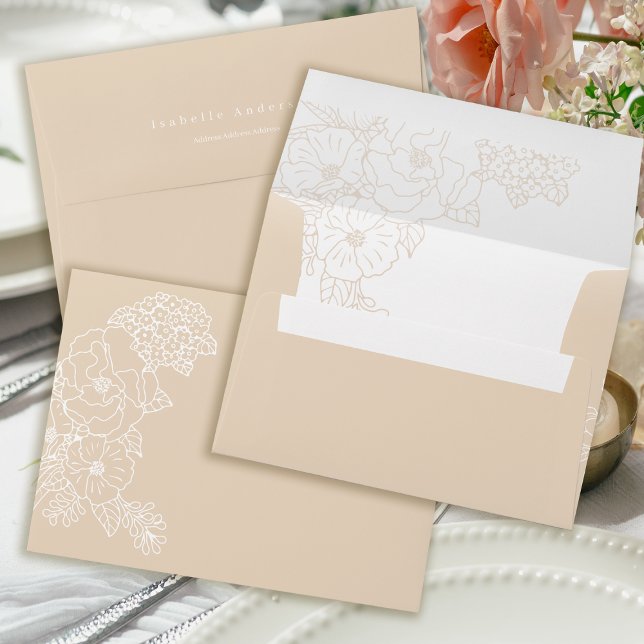 Romantic Wedding Peonies Delicate Ivory  Envelope (Creator Uploaded)