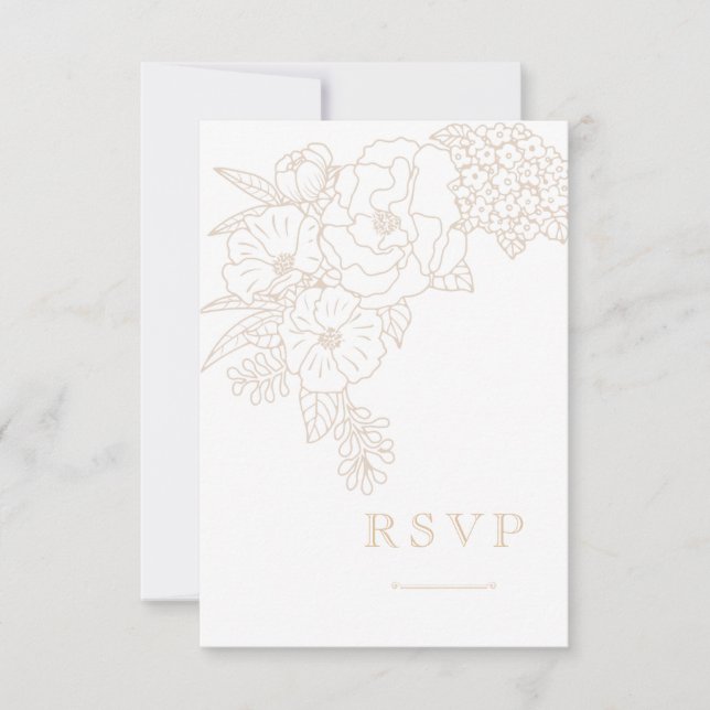Romantic Wedding Peonies Delicate Ivory White RSVP Card (Front)