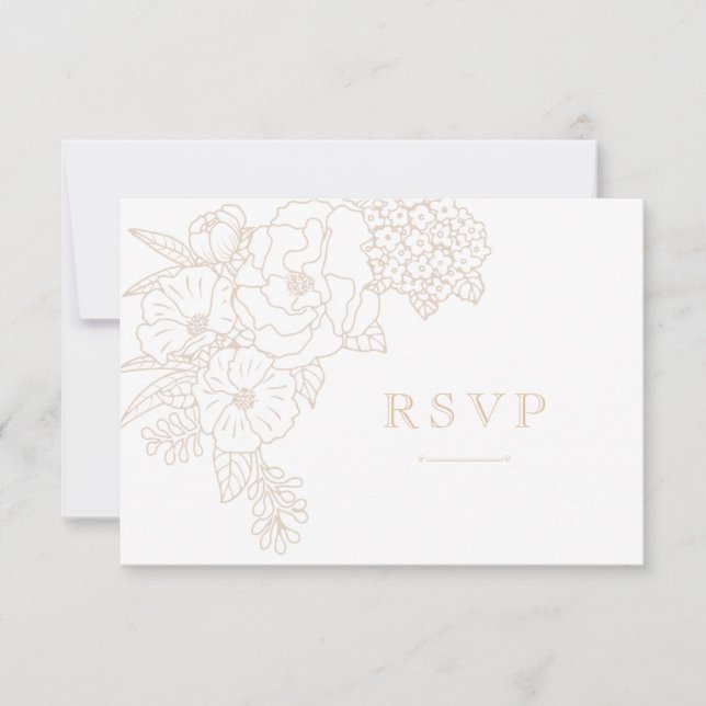 Romantic Wedding Peonies Delicate Ivory White RSVP Card (Front)