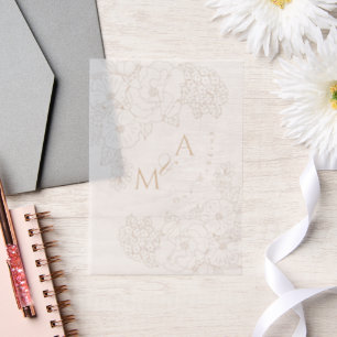 Romantic Wedding Peonies Ivory White Vellum Invitations