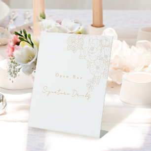 Romantic Wedding Peonies White Drinks Sign