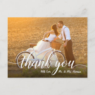 Romantic Wedding Photo Thank You Postcard