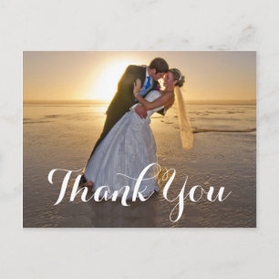 Romantic Wedding Photo Thank You Postcard