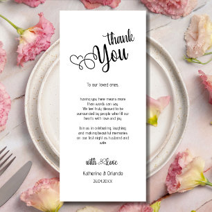 Romantic  Wedding Place Setting Thank You Card