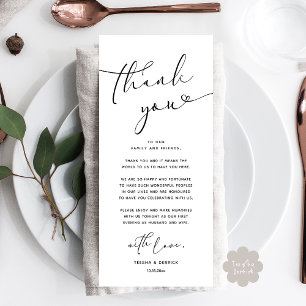 Romantic Wedding Place Setting Thank You Card