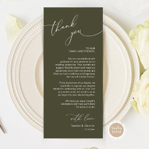 Romantic Wedding Place Setting Thank You Card