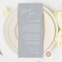 Romantic Wedding Place Setting Thank You Card