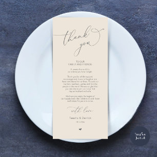 Romantic Wedding Place Setting Thank You Card