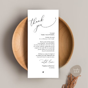 Romantic Wedding Place Setting Thank You Card